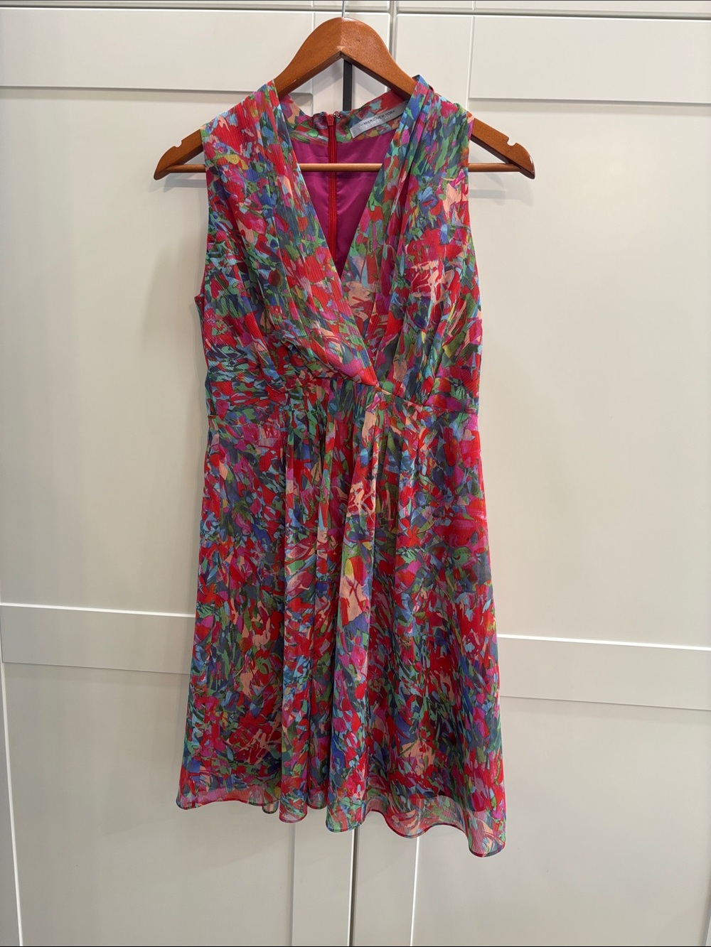 Marc New York Sleeveless V-Neck Midi Dress in Pink and Blue Floral